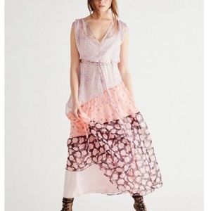 Floral Sleeveless Maxi Dress - Pink and Purple